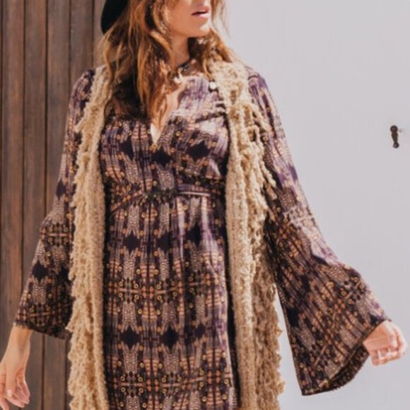 ISLA IBIZA BONITA LONG FRINGED GILET WAISTCOAT - BNWT - XXL - CAMEL - Picture 10 of 10